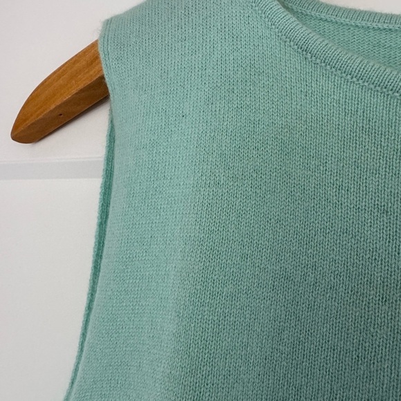 Vintage Linda Allard Ellen Tracy Mint Green Sleeveless Cashmere Shell / Lg - Picture 4 of 8